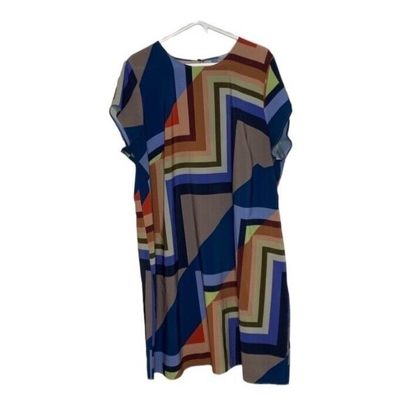 Eloquii A Line Colorful Geometric Allover Print Short Sleeve Long Dress Sz 22 - Picture 7 of 7